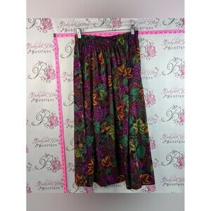 Separate issue skirt Floral Paisley A-Line Midi Skirt Burgundy, Green & Purple